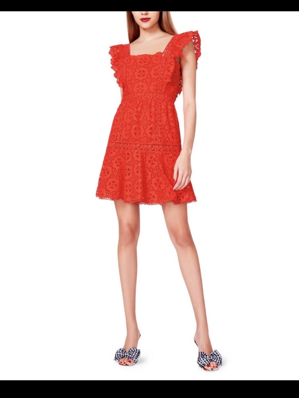 NWT Betsey Johnson 100% Cotton Coral Eyelet Dress Size 12
